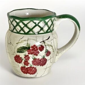 CI Raymond Waites Cornucopia Fruit Lattice Mug Raspberry ~ 4.5” Certified Int